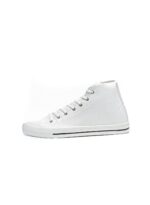 Basic Lace-Up Knit Ankle Sneakers For Men - White