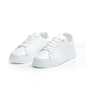 Minimalist Lace Up Flat Sneakers White