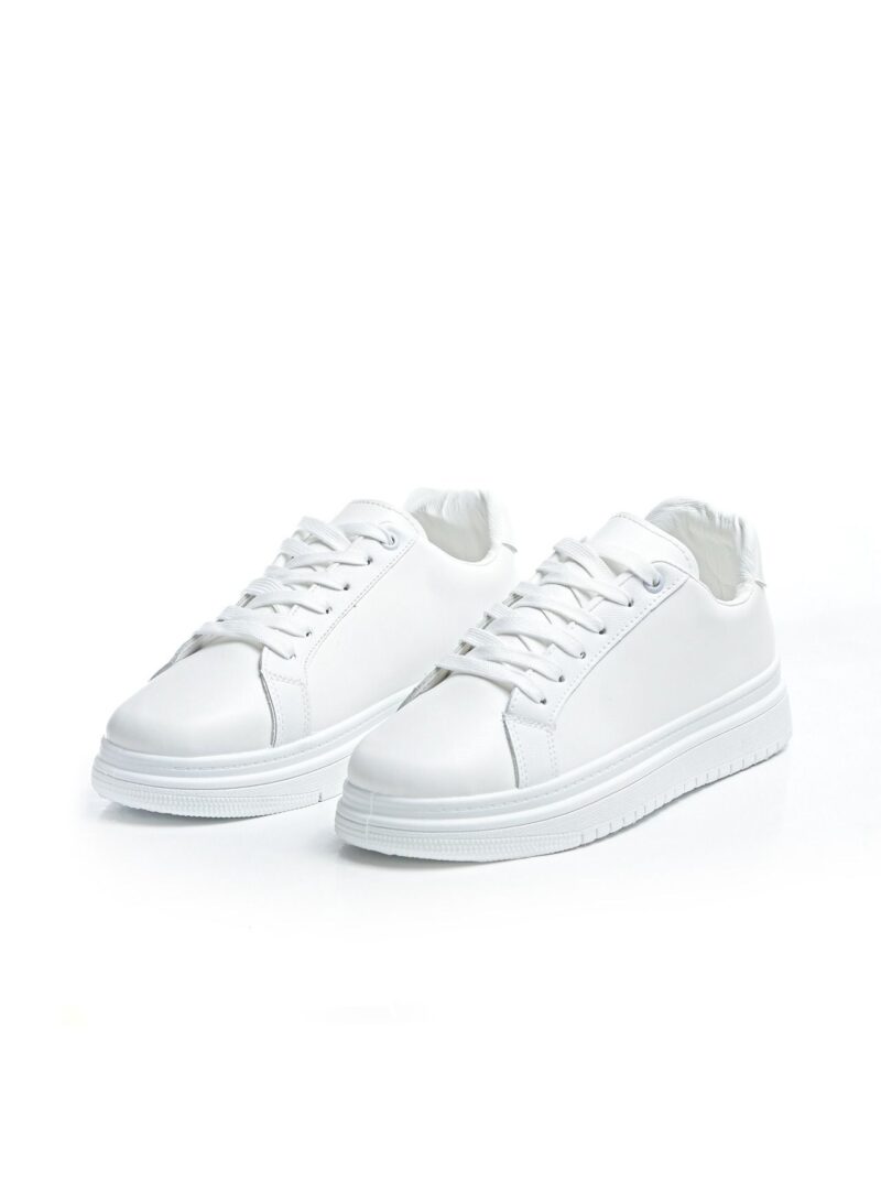 Minimalist Lace Up Flat Sneakers White